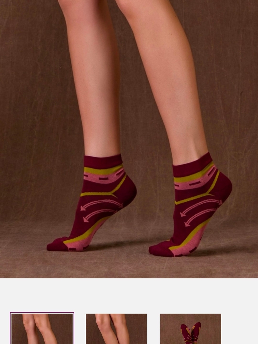 Double D Ranch Burgundy Ankle Socks with Pink and Olive Accents